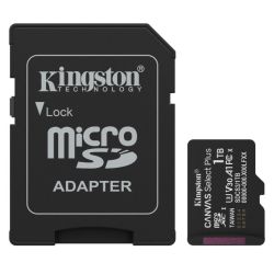 Kingston 1TB Canvas Select Plus Gen3 MicroSDXC Card with SD Adapter, UHS-I Class 10, U3, V30, A1 App Performance, 150MB/s Kingston 1TB Canvas Select Plus Gen3 MicroSDXC Card with SD Adapter, UHS-I Class 10, U3, V30, A1 App Performance, 150MB/s